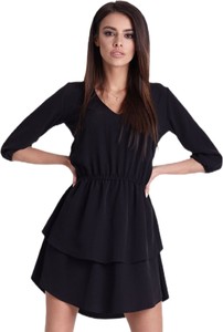 Czarna sukienka Moda Dla Ciebie w stylu casual mini z długim rękawem