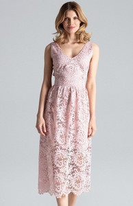 Różowa sukienka Figl maxi z dekoltem w kształcie litery v