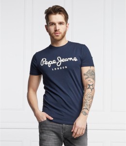 Niebieski t-shirt Pepe Jeans z krótkim rękawem