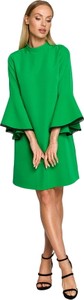 Zielona sukienka MOE z okrągłym dekoltem mini w stylu casual