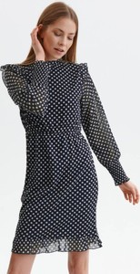 Granatowa sukienka Top Secret z tkaniny mini z okrągłym dekoltem