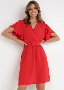 Poupette St Barth Kopertowa sukienka czerwony Abstrakcyjny wz\u00f3r W stylu casual Moda Sukienki Kopertowe sukienki 