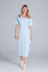 Niebieska sukienka Figl z bawełny