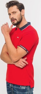 Czerwona koszulka polo Tommy Hilfiger z bawełny w stylu casual z krótkim rękawem