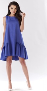 Niebieska sukienka Awama mini bez rękawów