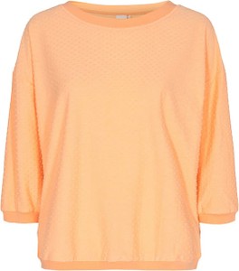 Pomarańczowa bluzka Numph z długim rękawem z okrągłym dekoltem