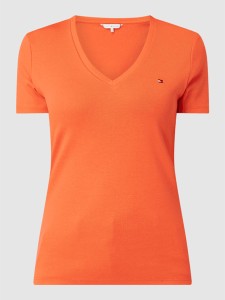 Pomarańczowa bluzka Tommy Hilfiger w stylu casual z bawełny