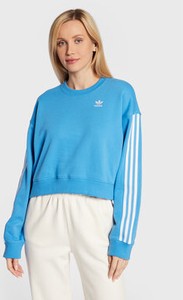 Niebieska bluza Adidas krótka bez kaptura w sportowym stylu