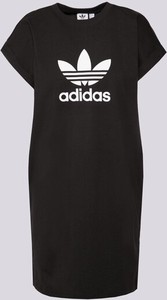 Czarna sukienka Adidas z krótkim rękawem prosta w sportowym stylu