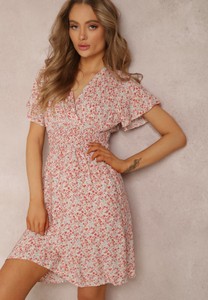 Różowa sukienka Renee mini kopertowa