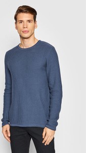 Niebieski sweter Jack & Jones w stylu casual z okrągłym dekoltem