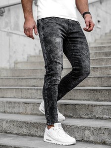 Czarne jeansy Denley w młodzieżowym stylu z jeansu