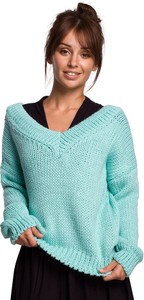 Niebieski sweter Be Knit z wełny w stylu casual
