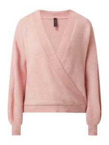 Różowy sweter YAS w stylu casual z wełny