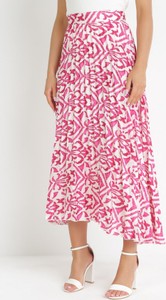Różowa spódnica born2be midi z tkaniny