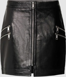 Czarna spódnica The Kooples mini ze skóry w rockowym stylu