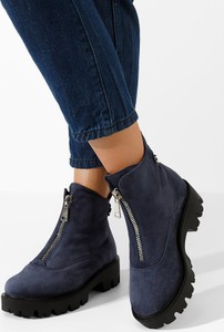 Granatowe botki Zapatos w stylu casual ze skóry