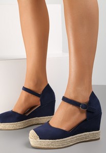 Granatowe sandały Renee z klamrami w stylu casual