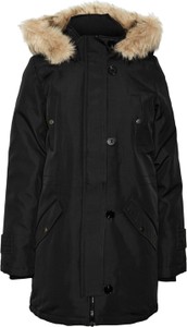 Czarny płaszcz Vero Moda w stylu casual z kapturem