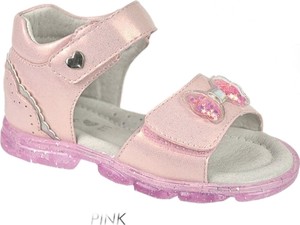 Różowe buty dziecięce letnie EVENTO ze skóry dla dziewczynek