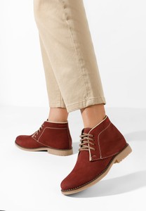 Czerwone półbuty Zapatos w stylu casual z płaską podeszwą z zamszu