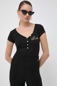 Czarna bluzka Guess z okrągłym dekoltem w stylu casual