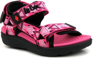 Różowe buty dziecięce letnie Lee Cooper dla dziewczynek z tkaniny na rzepy