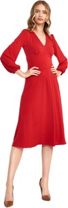 Czerwona sukienka Nife midi z dekoltem w kształcie litery v