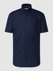 Granatowa koszula Christian Berg z bawełny z krótkim rękawem w stylu casual