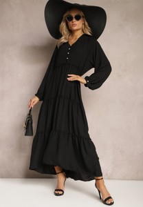 Czarna sukienka Renee z dekoltem w kształcie litery v maxi