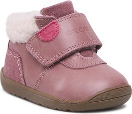 Różowe buty dziecięce zimowe Geox na rzepy dla dziewczynek