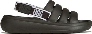 Czarne sandały UGG Australia z klamrami z płaską podeszwą w stylu casual