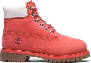 Czerwone buty dziecięce zimowe Timberland z nubuku