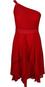 Czerwona sukienka Fokus z szyfonu mini bez rękawów