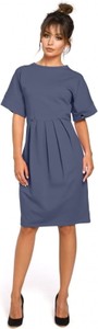Niebieska sukienka Be w stylu casual z krótkim rękawem midi