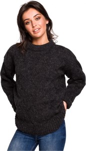 Czarny sweter Be Knit z wełny w stylu casual