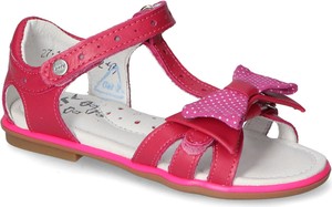 Różowe buty dziecięce letnie Bartek ze skóry dla dziewczynek na rzepy