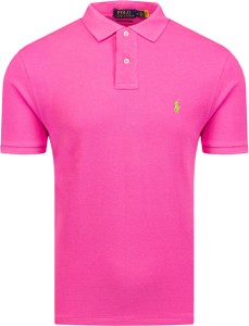 Różowa koszulka polo POLO RALPH LAUREN z krótkim rękawem z bawełny