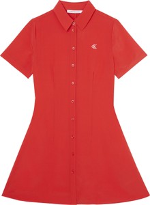 Czerwona sukienka Calvin Klein z kołnierzykiem w stylu casual mini