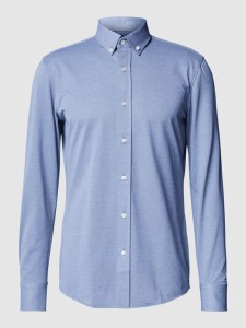 Niebieska koszula Hugo Boss z kołnierzykiem button down w stylu casual z długim rękawem