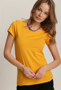 Pomarańczowa bluzka Renee w stylu casual z okrągłym dekoltem