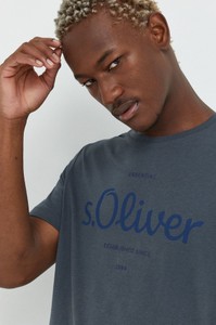 T-shirt S.Oliver z nadrukiem z bawełny w młodzieżowym stylu