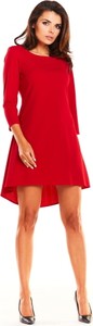 Czerwona sukienka Awama w stylu casual mini z długim rękawem