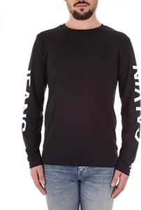 Czarna koszulka z długim rękawem Calvin Klein w młodzieżowym stylu z długim rękawem z bawełny