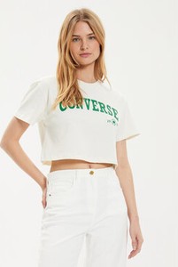 Bluzka Converse w stylu retro z okrągłym dekoltem z krótkim rękawem