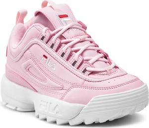 Różowe buty sportowe Fila na platformie sznurowane