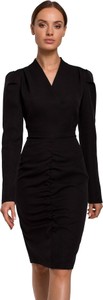 Czarna sukienka MOE z długim rękawem midi