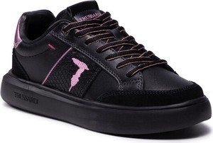 Czarne buty sportowe Trussardi w sportowym stylu sznurowane