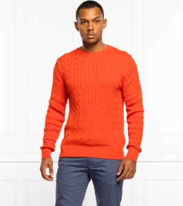Pomarańczowy sweter Tommy Hilfiger z okrągłym dekoltem w stylu casual