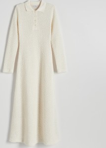 Sukienka Reserved z bawełny prosta z długim rękawem